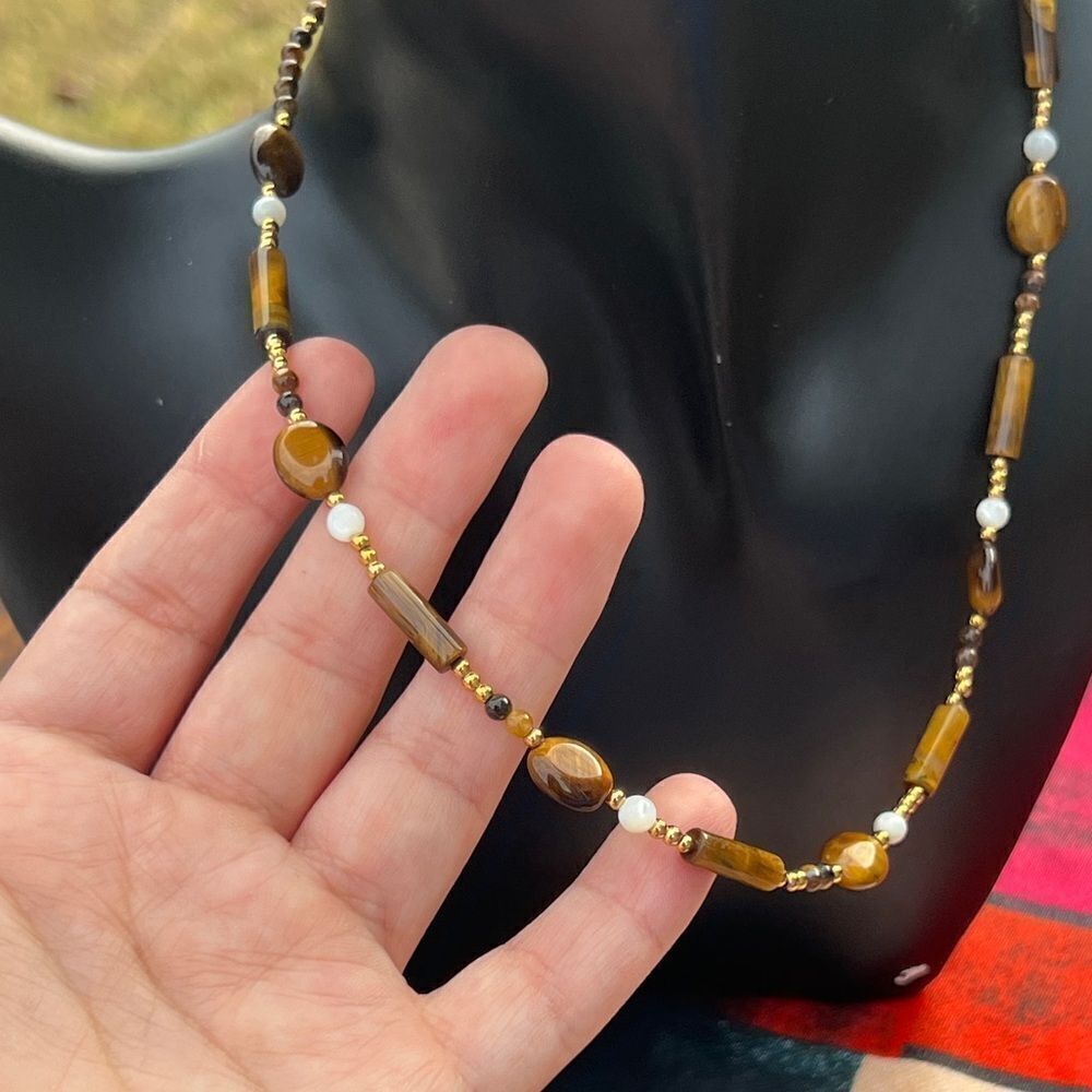 Natural Stone Gold Plated Necklace - Picture 13 of 15
